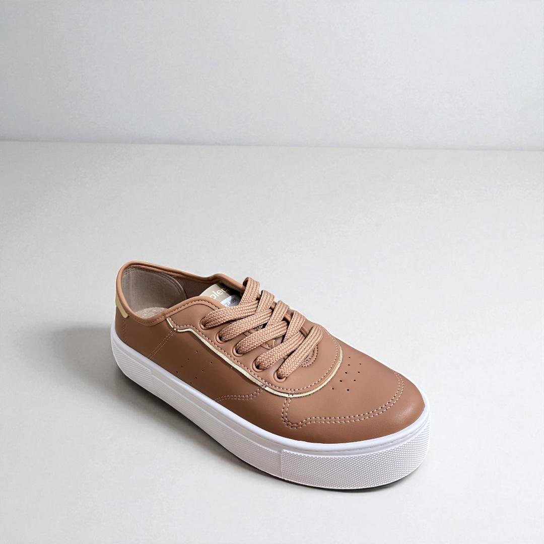 Tênis moleca feminino urbanho simples casual Nude/Dourado 5