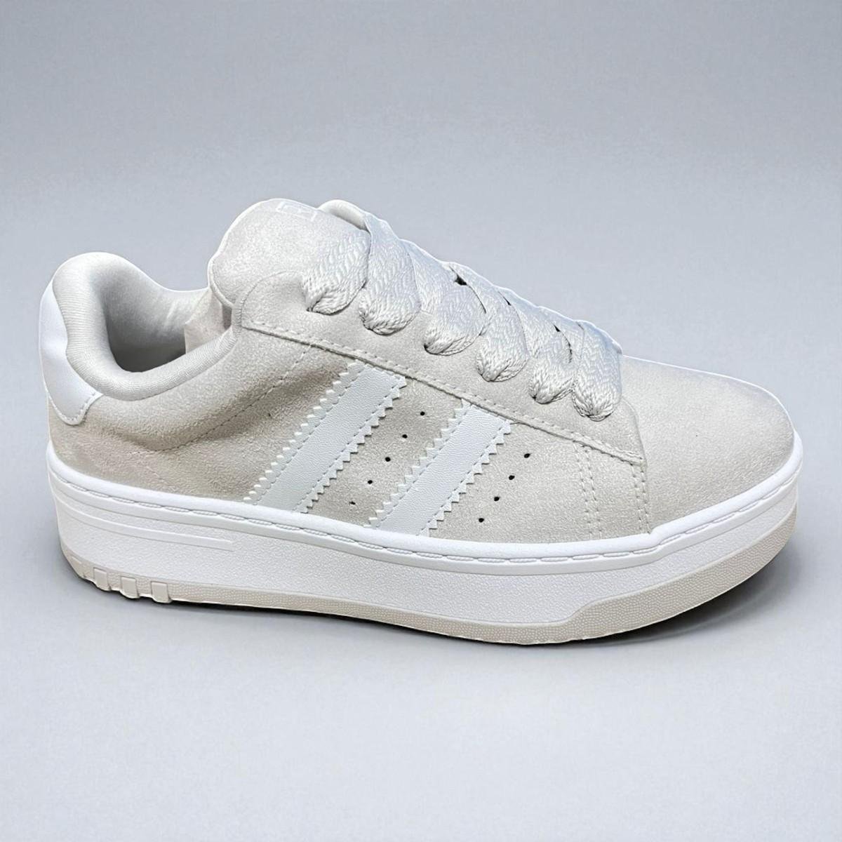 Tenis Feminino Casual Ramarim Gelo Camurça Branco 2