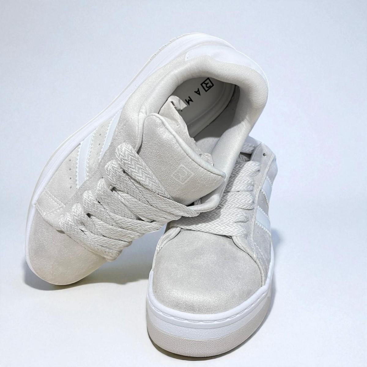 Tenis Feminino Casual Ramarim Gelo Camurça Branco 4
