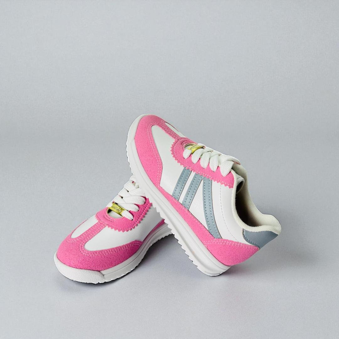 Tênis molekinha casual menina design moderno Branco/Rosa 2