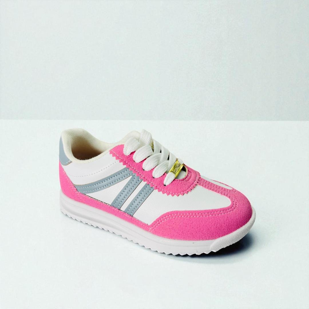 Tênis molekinha casual menina design moderno Branco/Rosa 4
