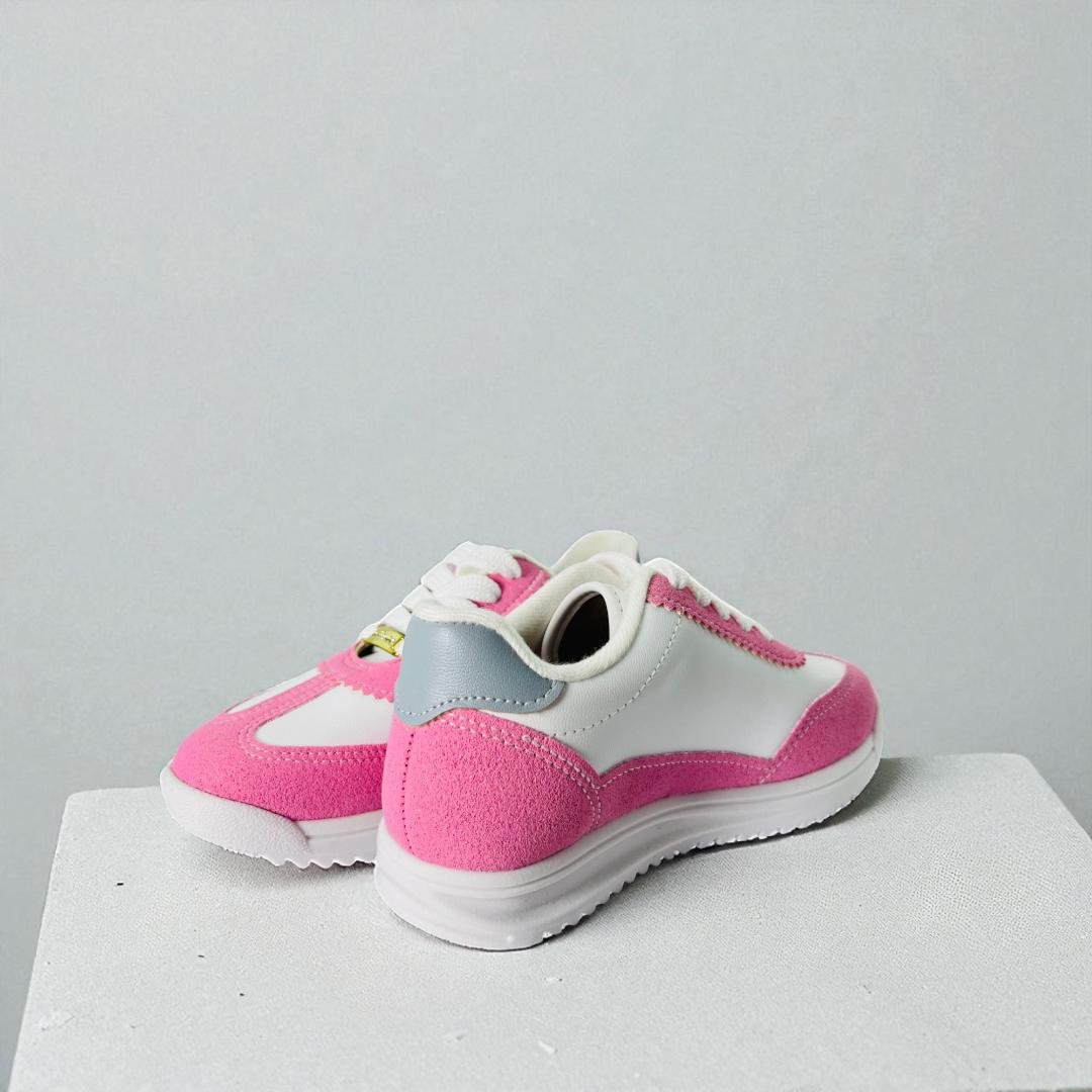 Tênis molekinha casual menina design moderno Branco/Rosa 5
