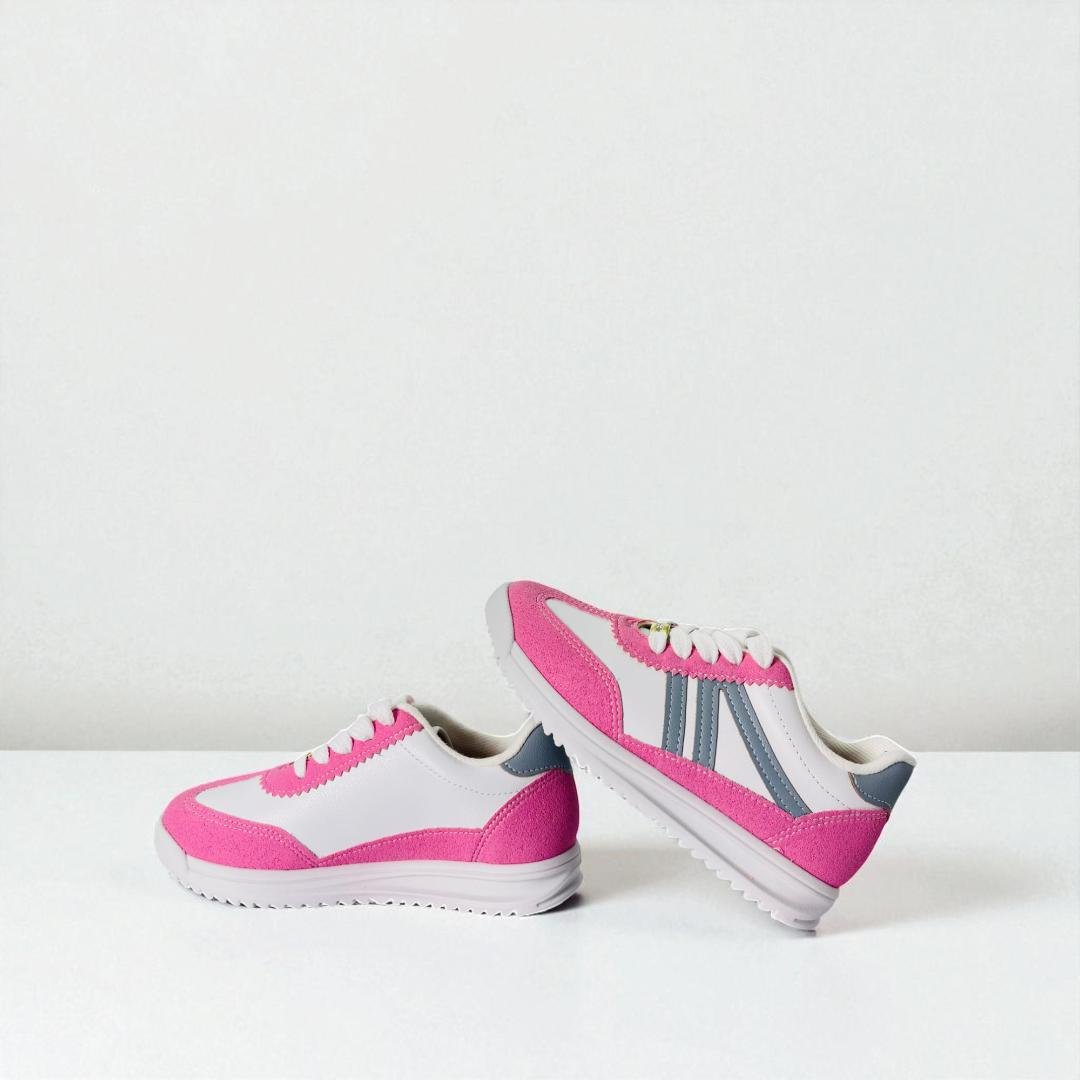 Tênis molekinha casual menina design moderno Branco/Rosa 6