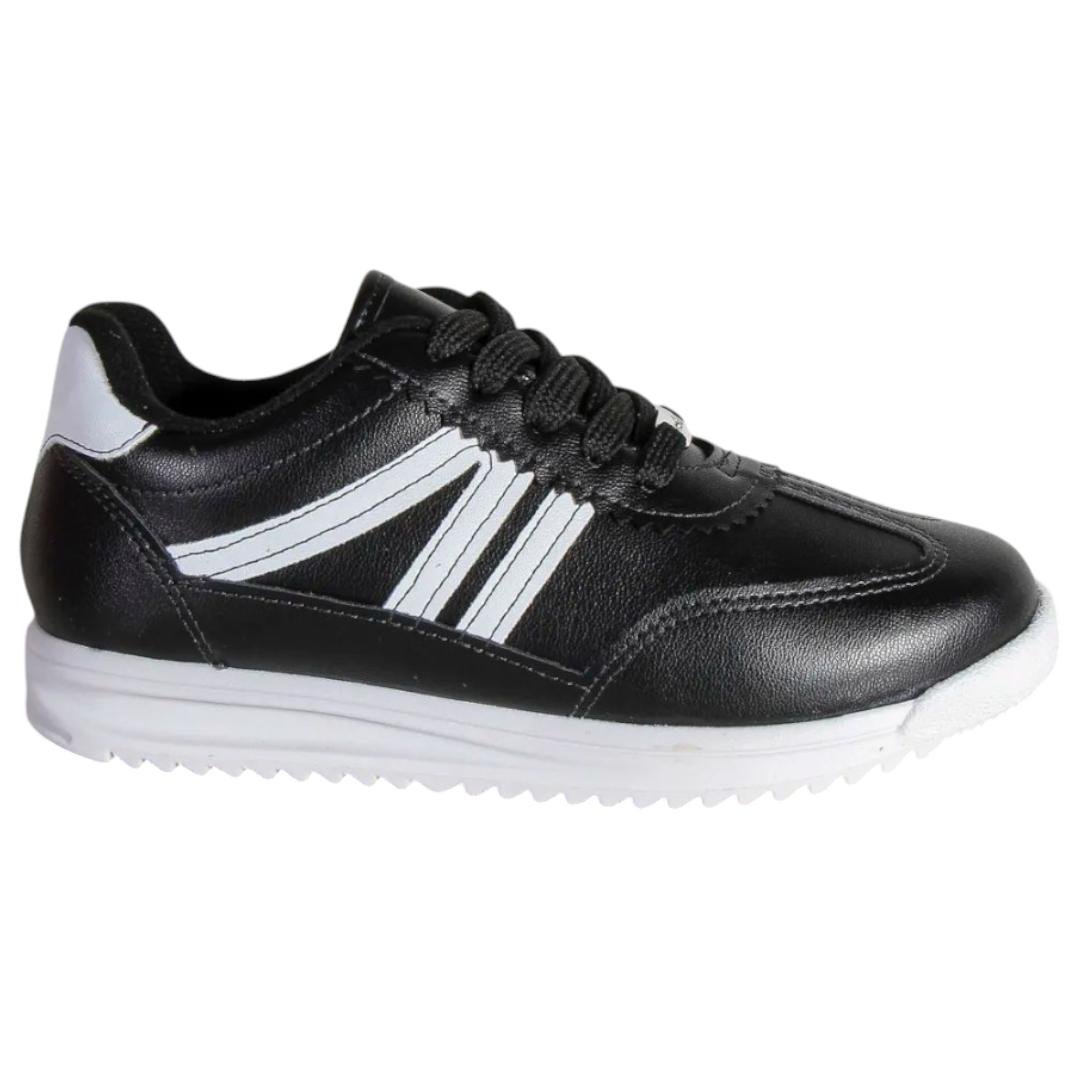 Tênis molekinha napa turim preto-branco meninas