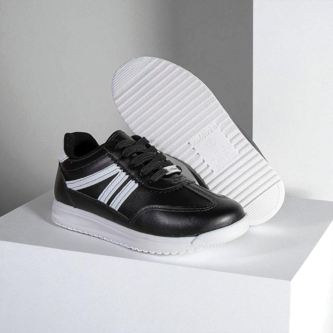 Tênis molekinha napa turim preto-branco meninas Preto/Branco 4