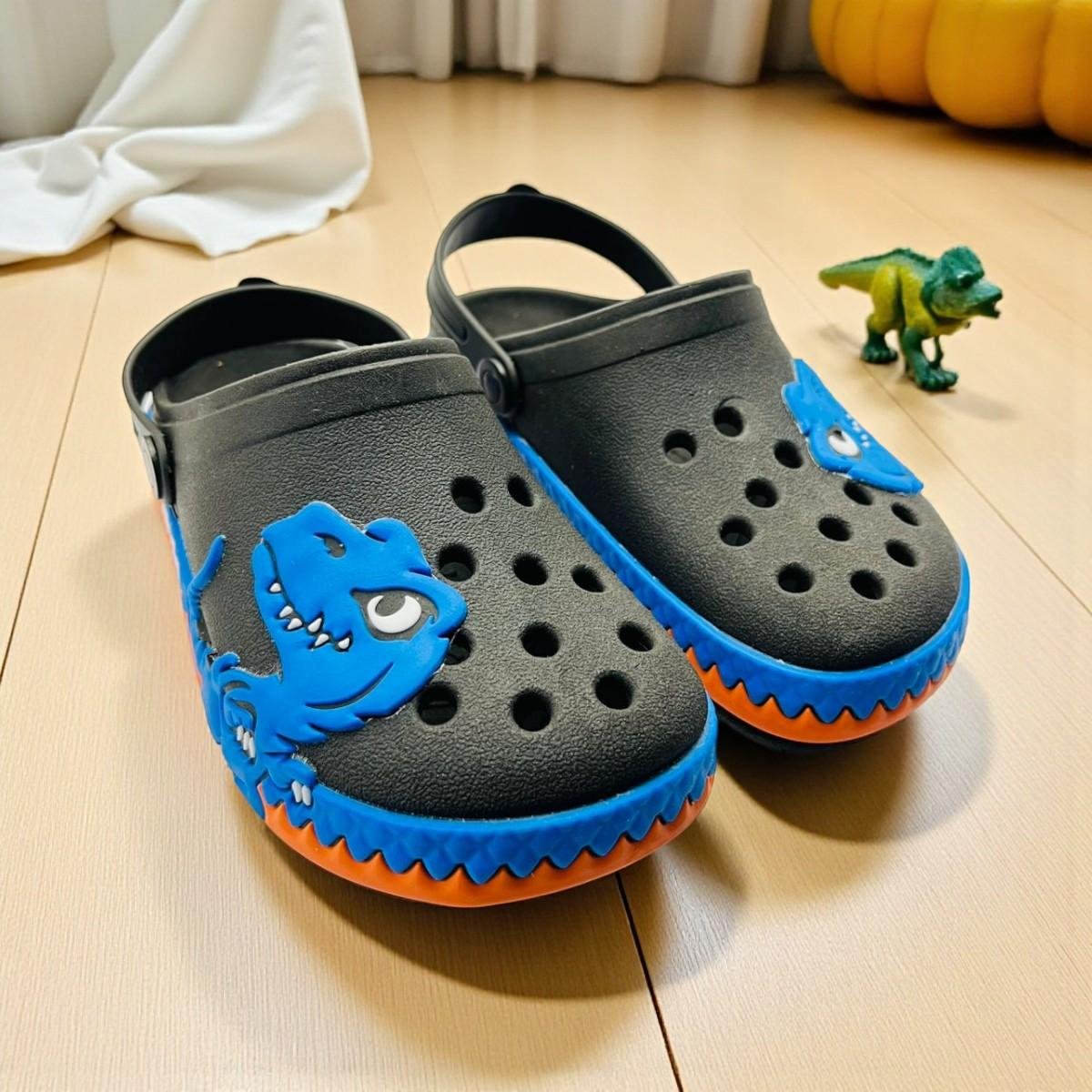 Sandália Infantil Babuche Nilqi Dinossauro Azul Preto 2