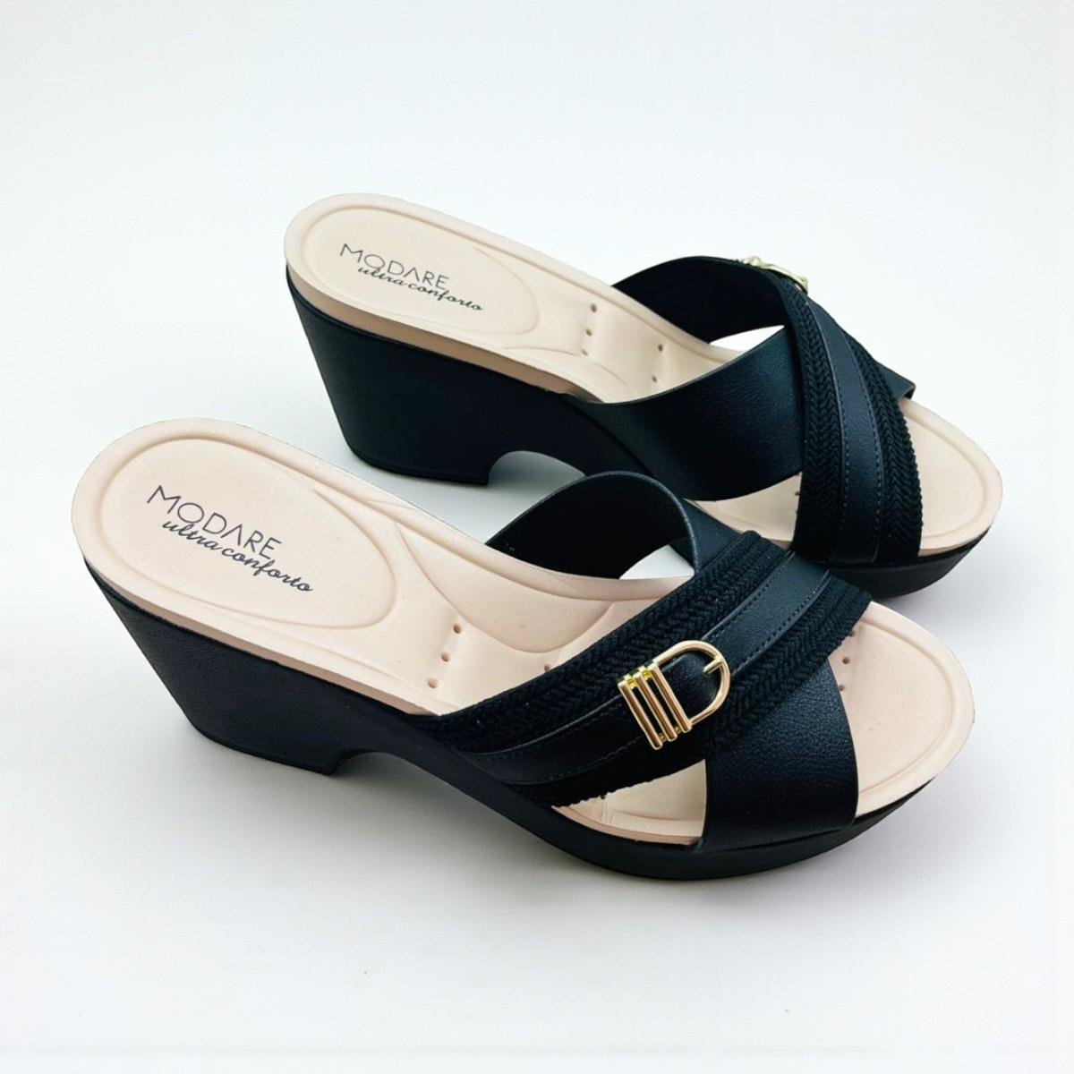 Tamanco Modare Ultraconforto Feminino Anabela Preto 3