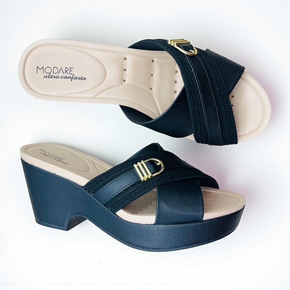 Tamanco Modare Ultraconforto Feminino Anabela Preto 4