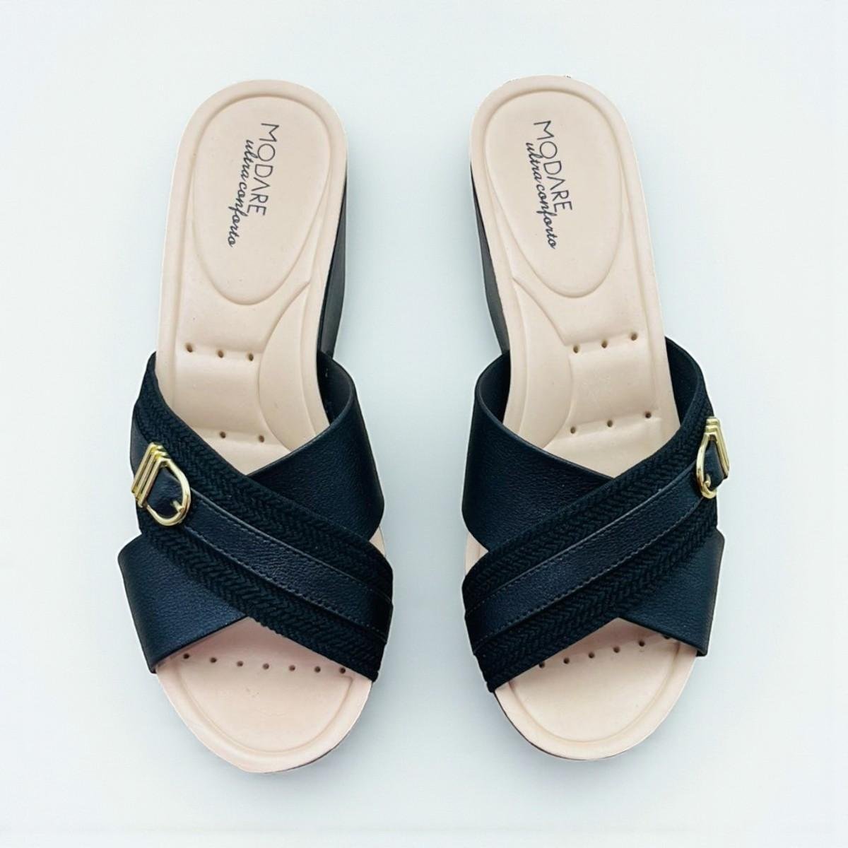 Tamanco Modare Ultraconforto Feminino Anabela Preto 5