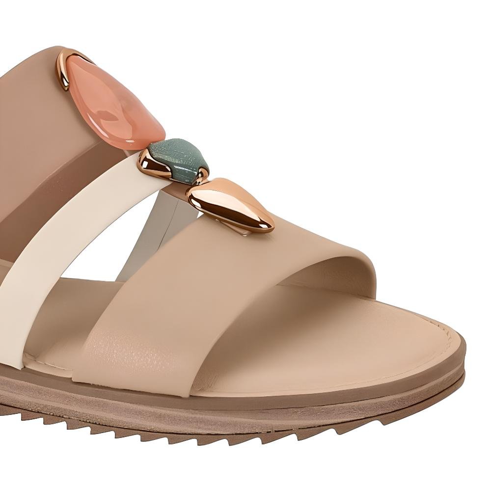 Sandália feminina pedraria ultraconforto modare Nude/Bege/Creme 3