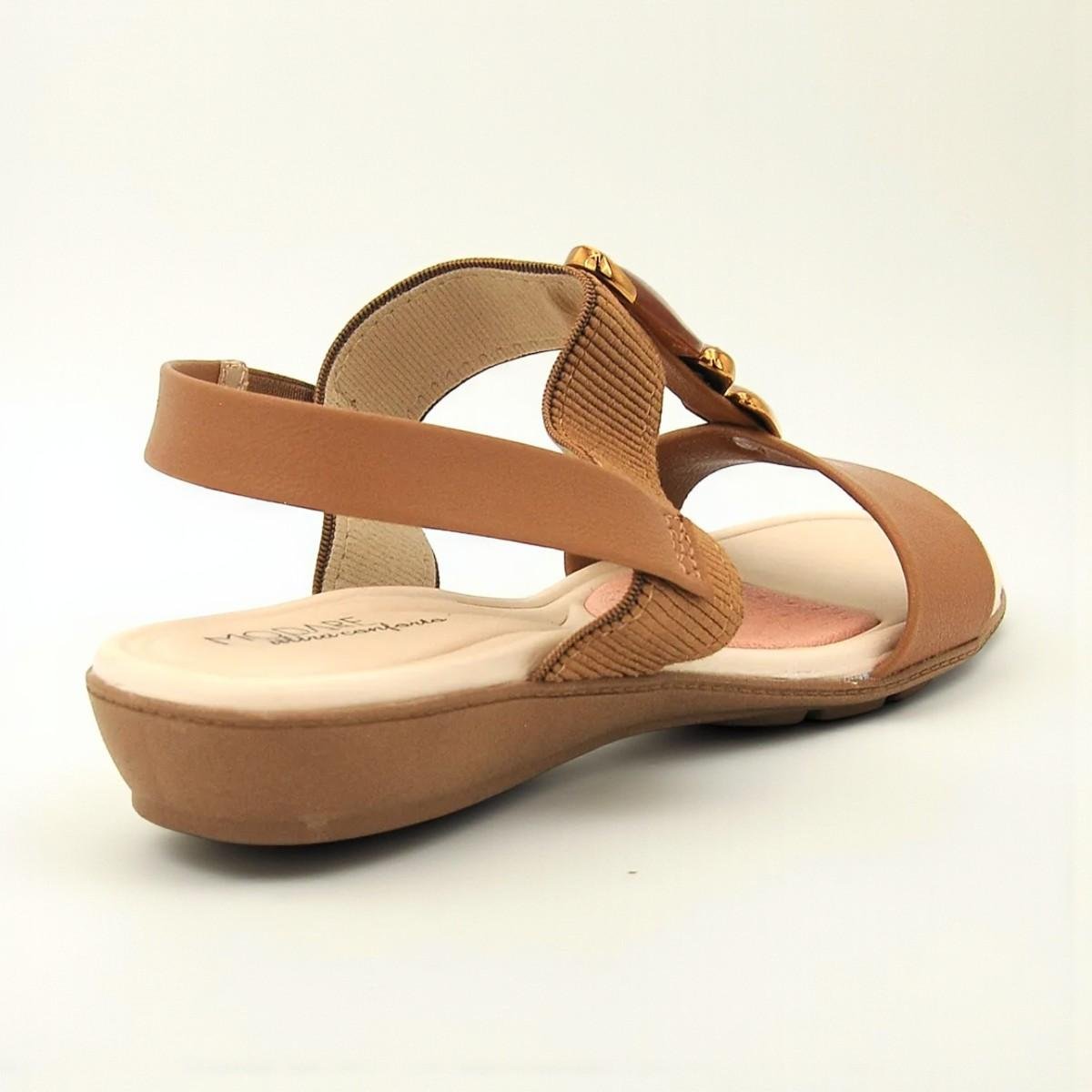 Sandália Modare Pedraria Tira Elástica Calce Fácil Camel 2