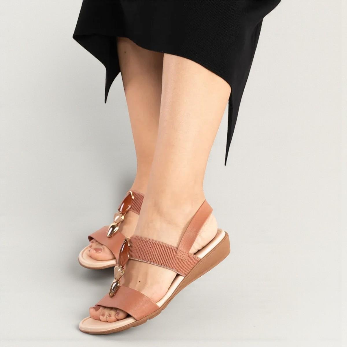 Sandália Modare Pedraria Tira Elástica Calce Fácil Camel 5