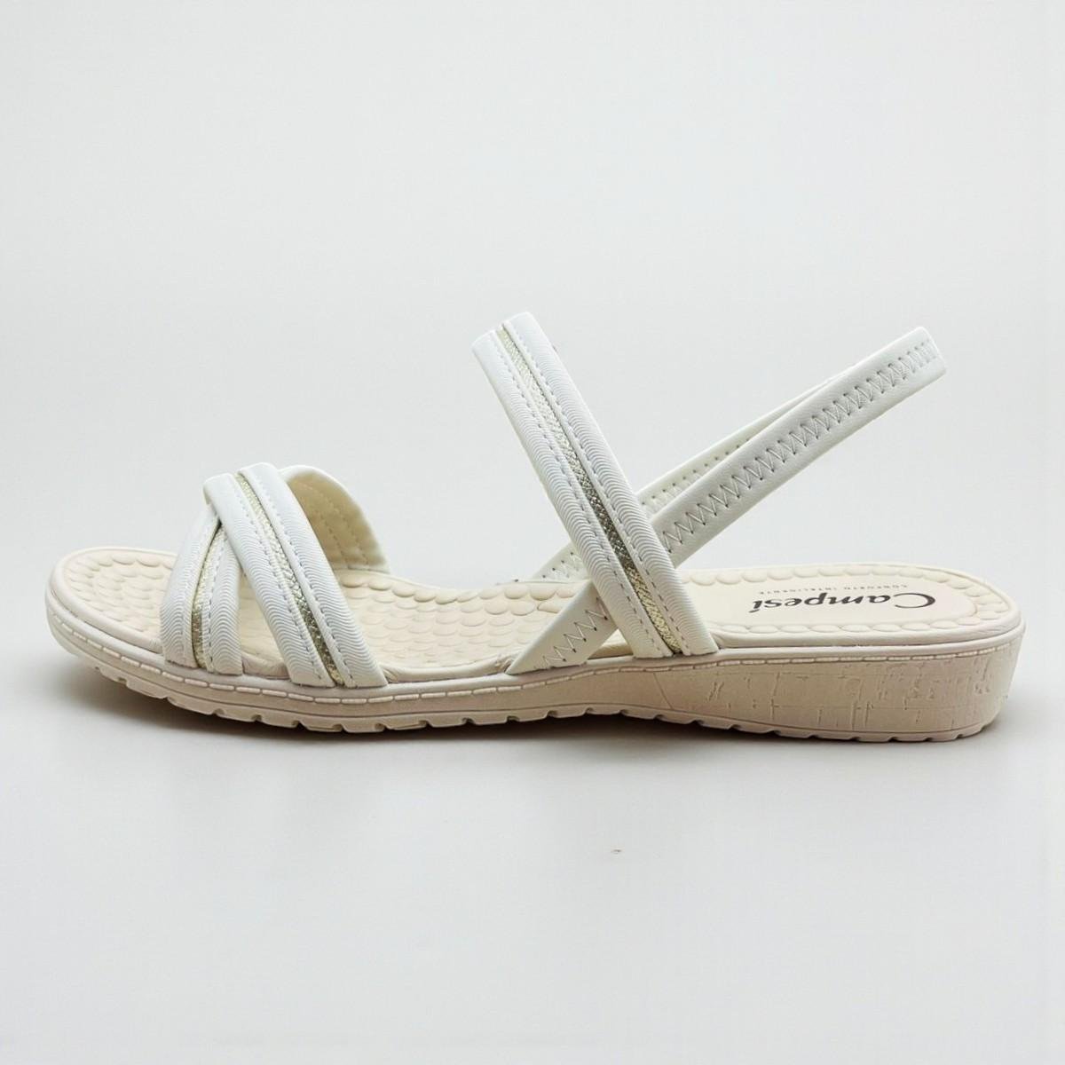 Sandalia Feminina Conforto Ortopédica Anabela Campesi Bege 4