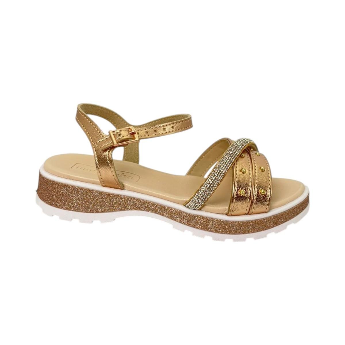 Sandália Molekinha Meninas Metalizado Com Brilhos