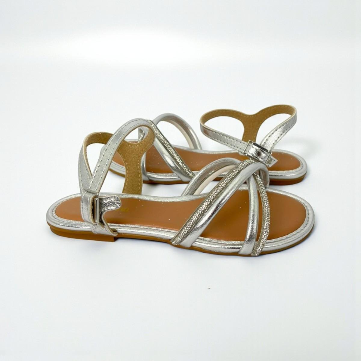 Sandália Infantil Molekinha Metalizada com Tiras Cruzadas Prata 4