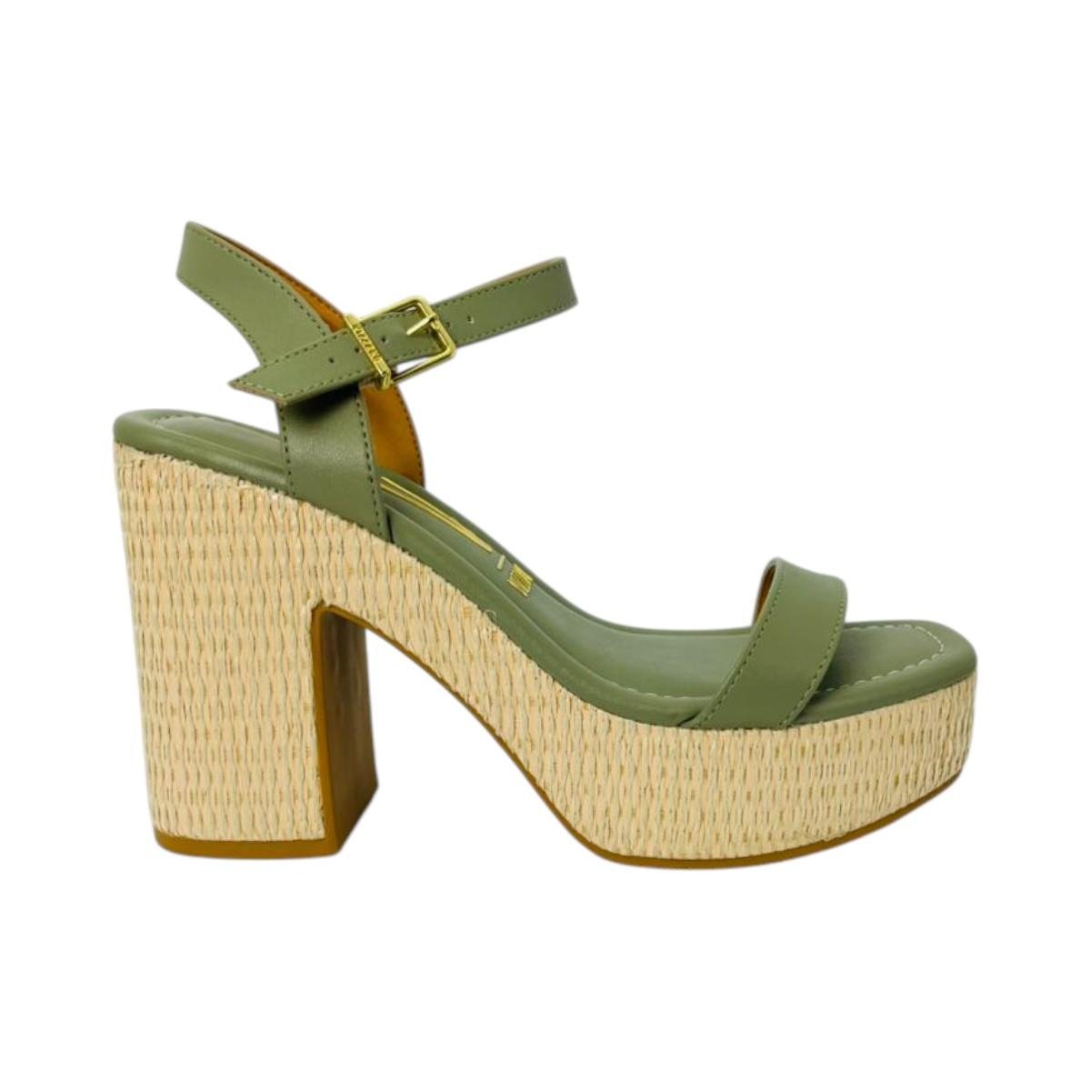 Sandália Vizzano Feminina Salto Bloco Alto Pelica