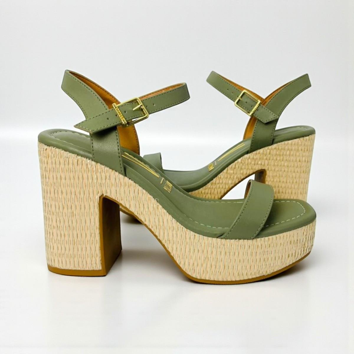 Sandália Vizzano Feminina Salto Bloco Alto Pelica Verde 2