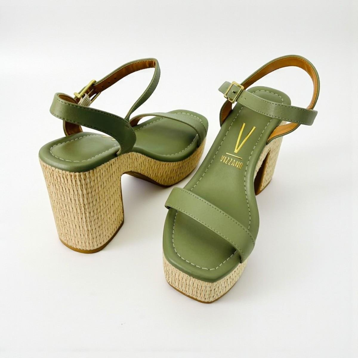 Sandália Vizzano Feminina Salto Bloco Alto Pelica Verde 3