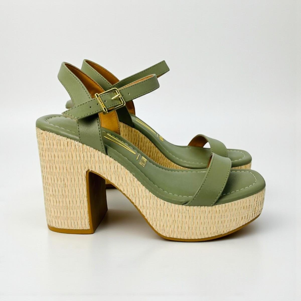 Sandália Vizzano Feminina Salto Bloco Alto Pelica Verde 5