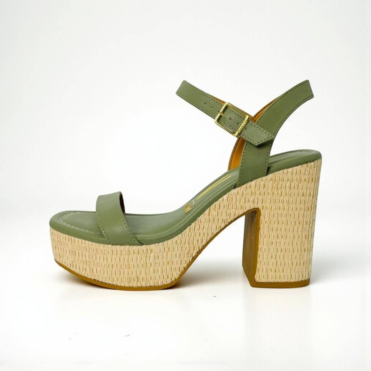 Sandália Vizzano Feminina Salto Bloco Alto Pelica Verde 6