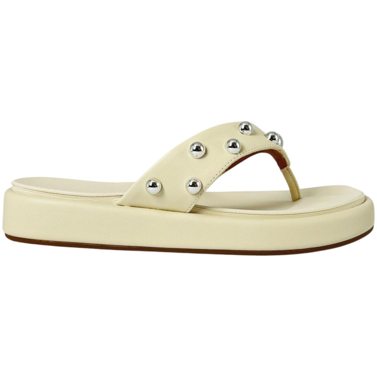 Chinelo Tamanco Vizzano Feminino Flat com Tachas Prateadas Moda Casual