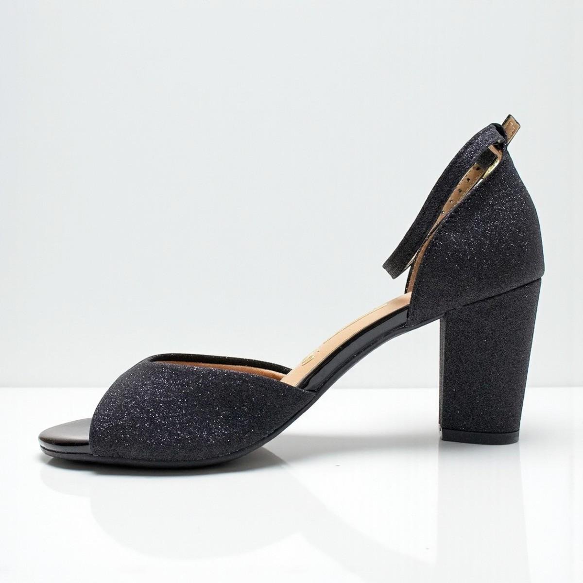 Sandália Feminina Glitter Vizzano Salto Médio Preto 4