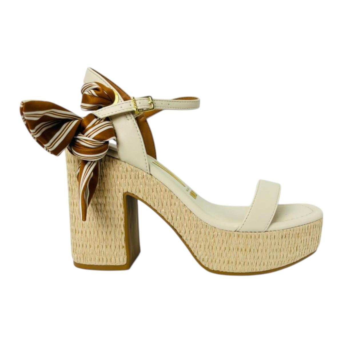 Sandália Feminina Anabela Salto Bloco Vizzano Lenço Viena