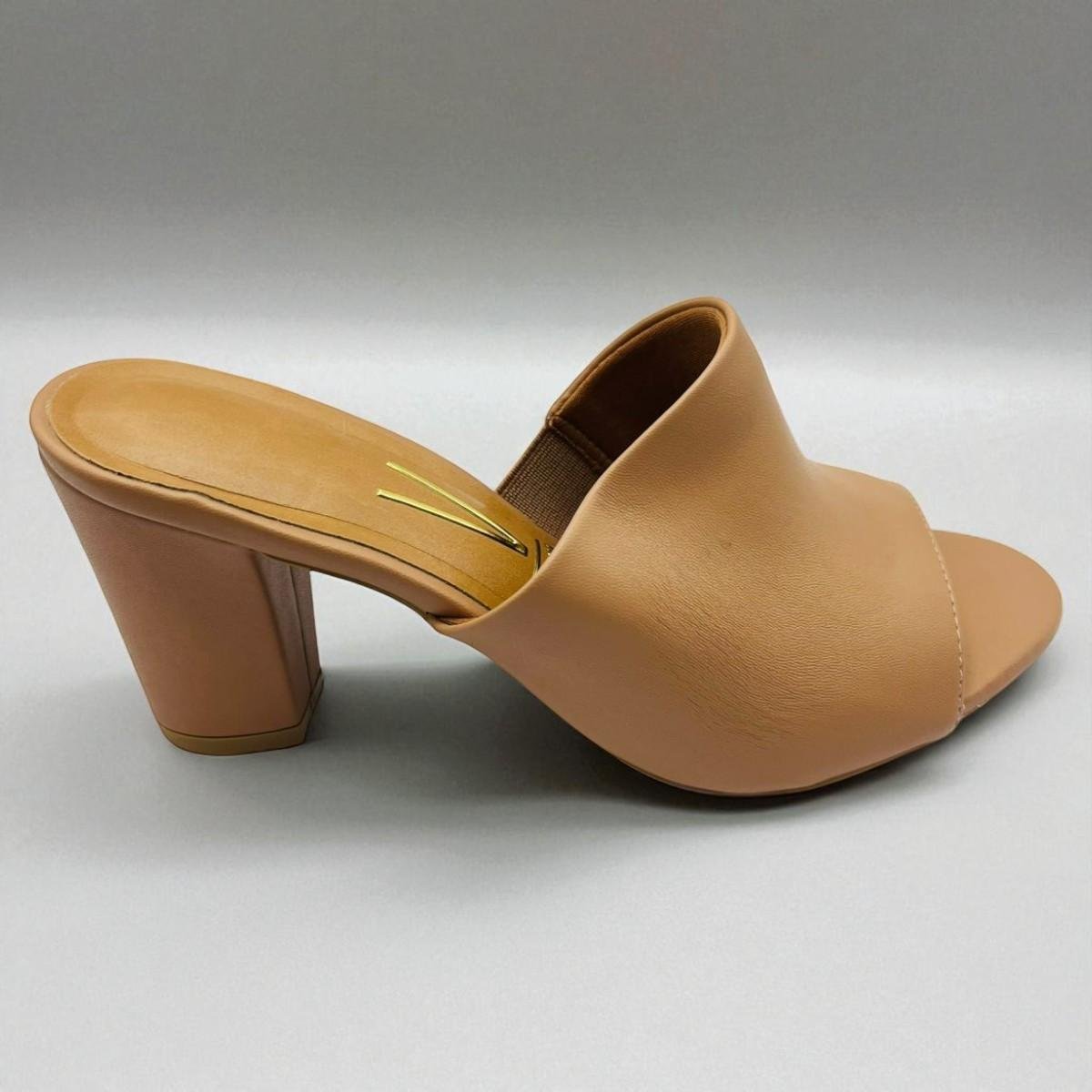 Tamanco Feminino Salto Grosso Bloco Vizzano Nude 2