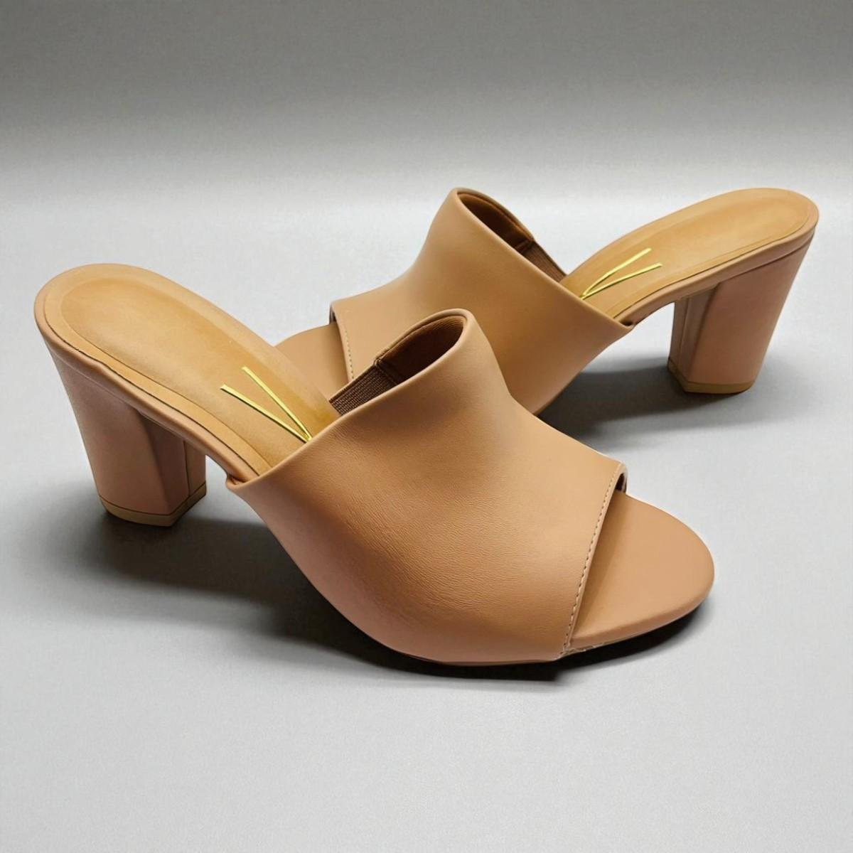 Tamanco Feminino Salto Grosso Bloco Vizzano Nude 3