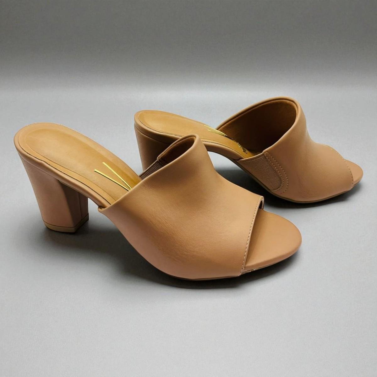 Tamanco Feminino Salto Grosso Bloco Vizzano Nude 5