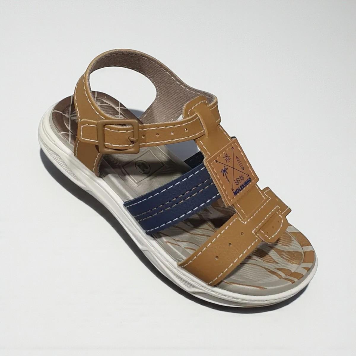 Sandália Infantil Rustico Meninos Conforto Molekinho Caramelo/Azul Marinho 3
