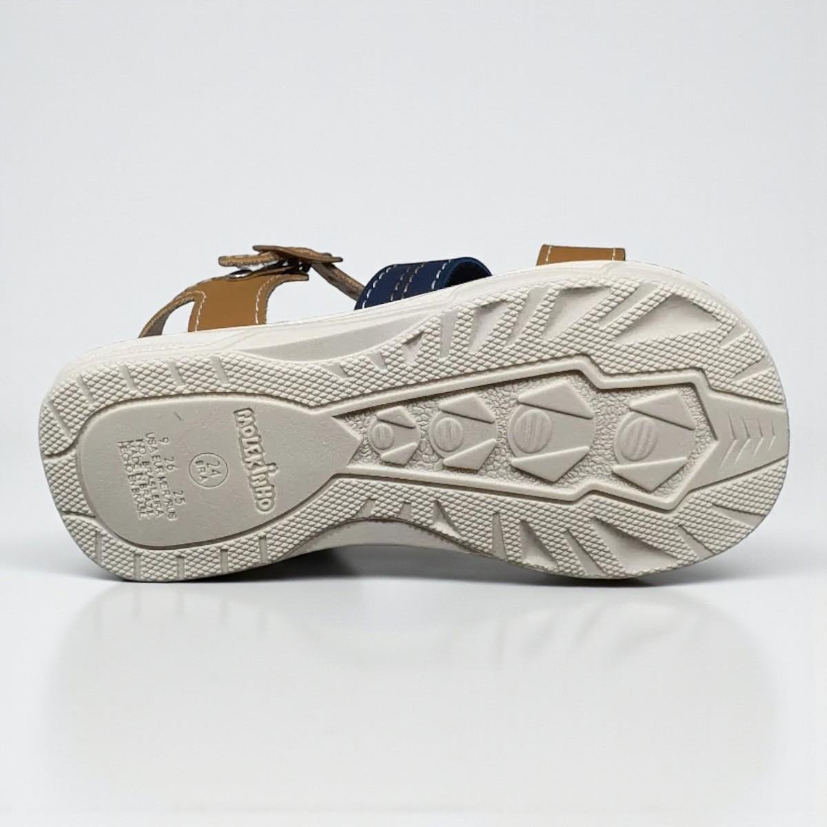 Sandália Infantil Rustico Meninos Conforto Molekinho Caramelo/Azul Marinho 5