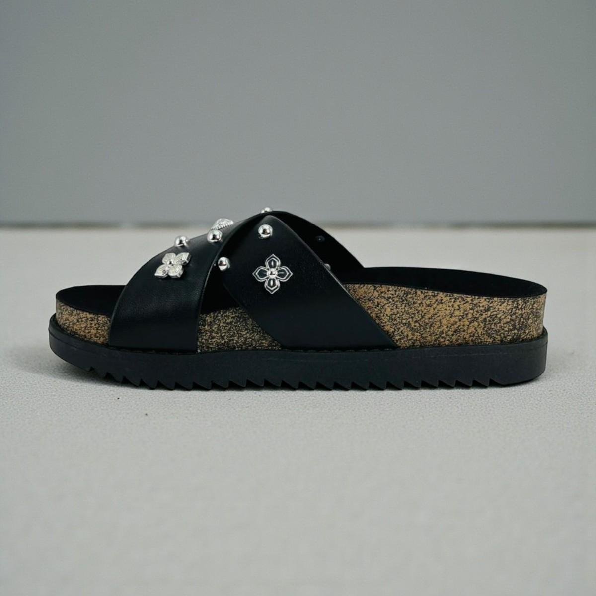 Tamanco Slide Com Tacha Moleca Feminino Novo Preto 3