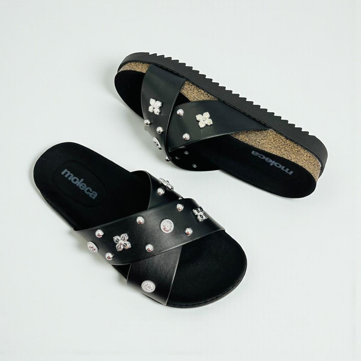 Tamanco Slide Com Tacha Moleca Feminino Novo Preto 4