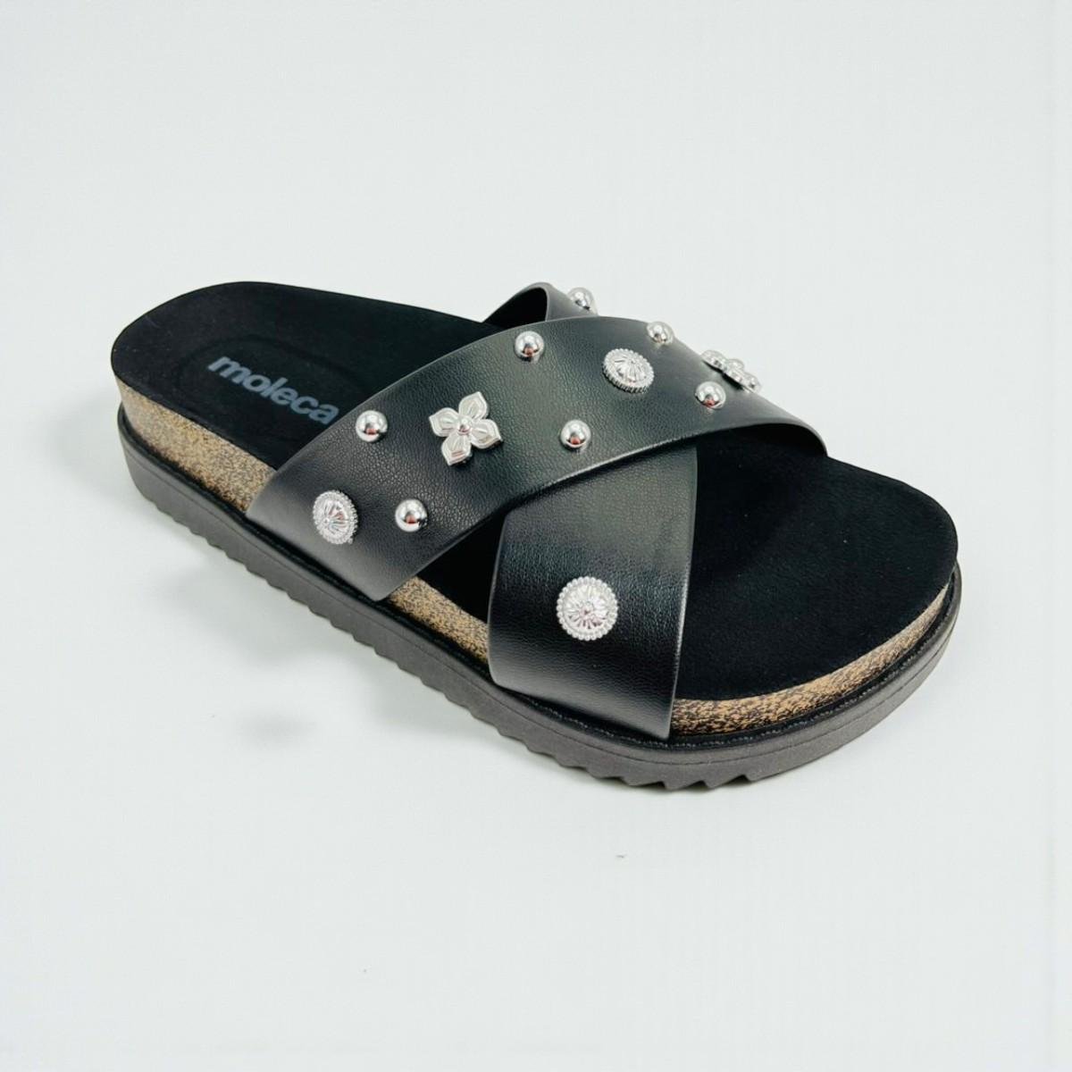 Tamanco Slide Com Tacha Moleca Feminino Novo Preto 6