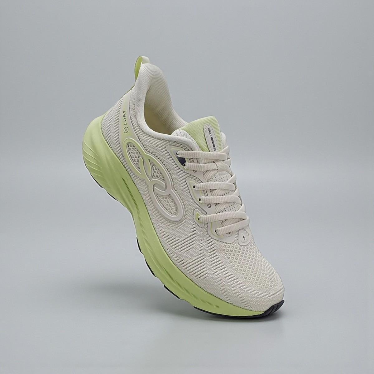 Tenis Olympikus Swift 5 Corrida Mulher Caminhada Bege/Verde 2