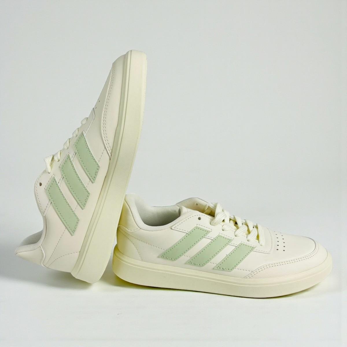 Tênis Adidas Courtblock Feminino - Branco Bege/Verde 3
