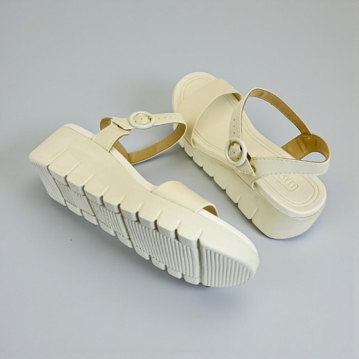Sandalia Feminina Moleca Anabela Napa Branco 2