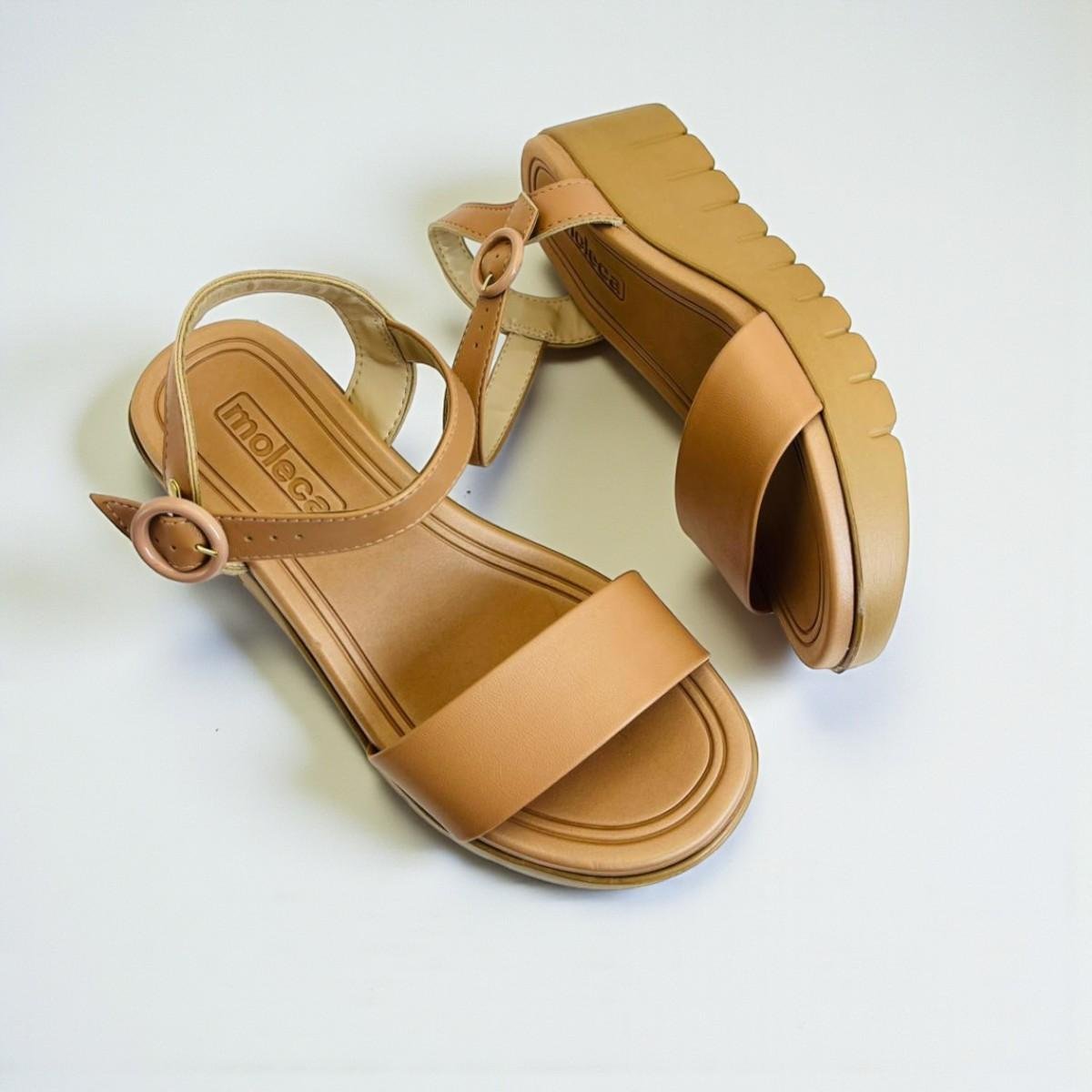 Sandalia Feminina Moleca Anabela Napa Nude 2