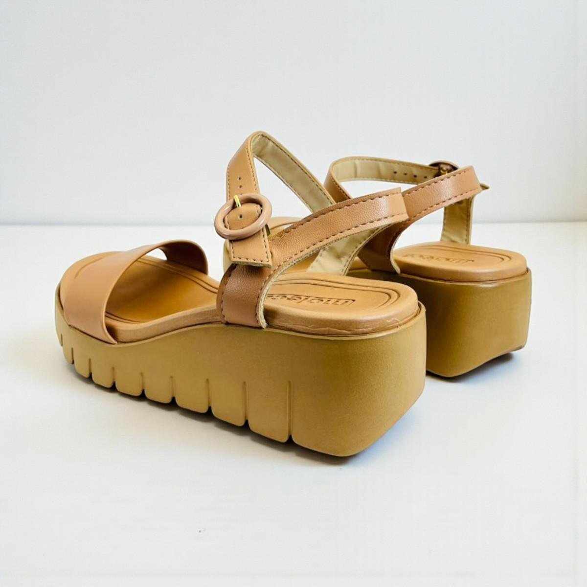 Sandalia Feminina Moleca Anabela Napa Nude 4