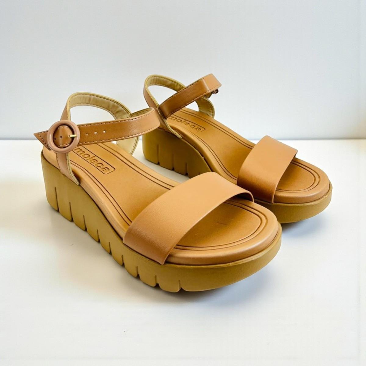 Sandalia Feminina Moleca Anabela Napa Nude 5