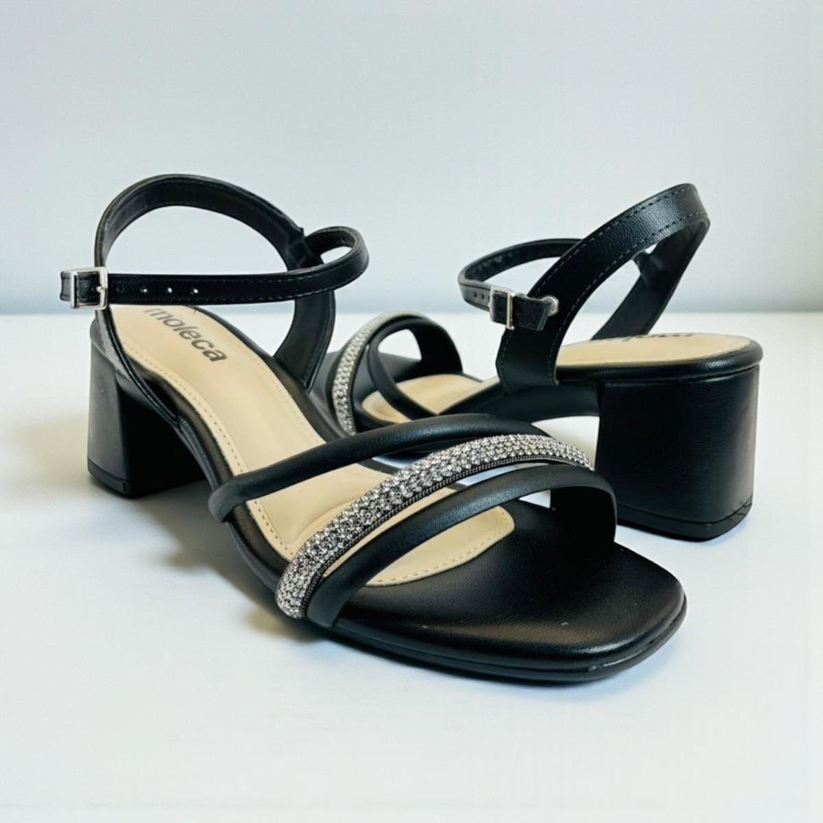 Sandalia Feminina Moleca Napa Salto Bloco Preto 2