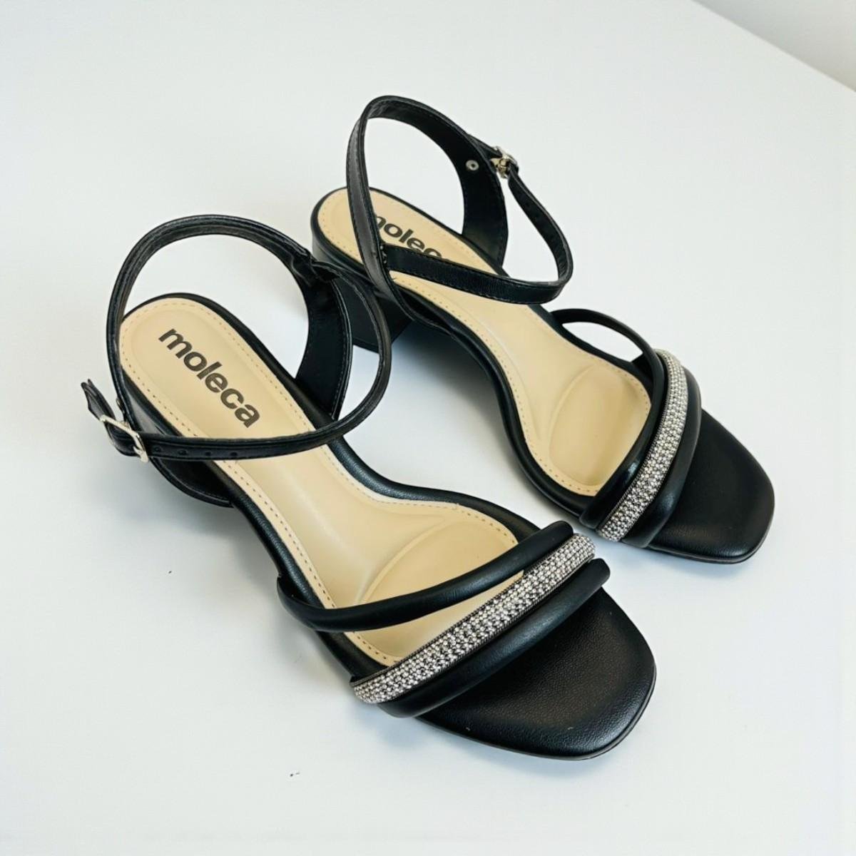 Sandalia Feminina Moleca Napa Salto Bloco Preto 4