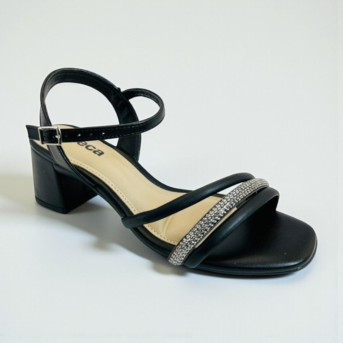 Sandalia Feminina Moleca Napa Salto Bloco Preto 5
