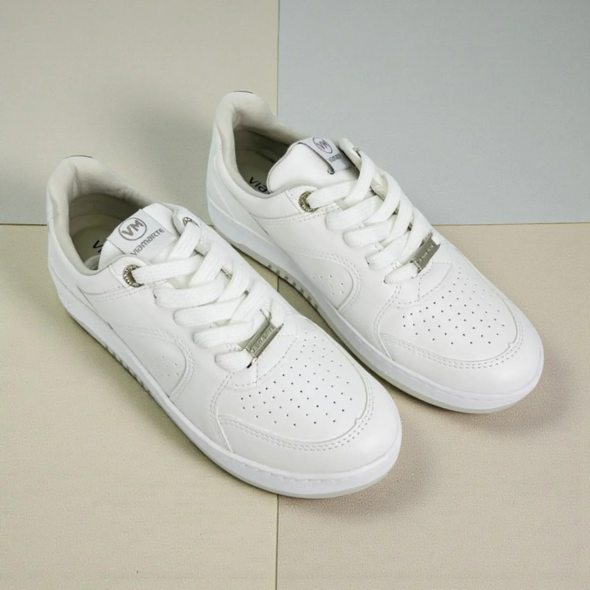 Tênis via marte napa casual simples moderno - branco Branco 5