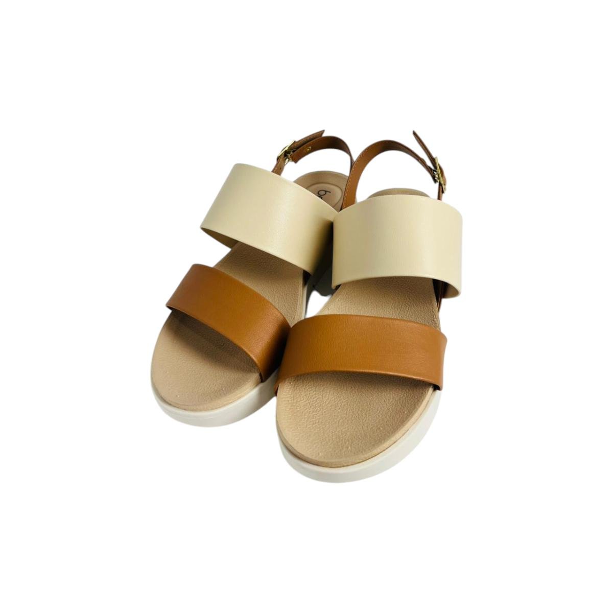 Sandália Feminina Beira Rio Casual Estilosa Creme/Camel 2