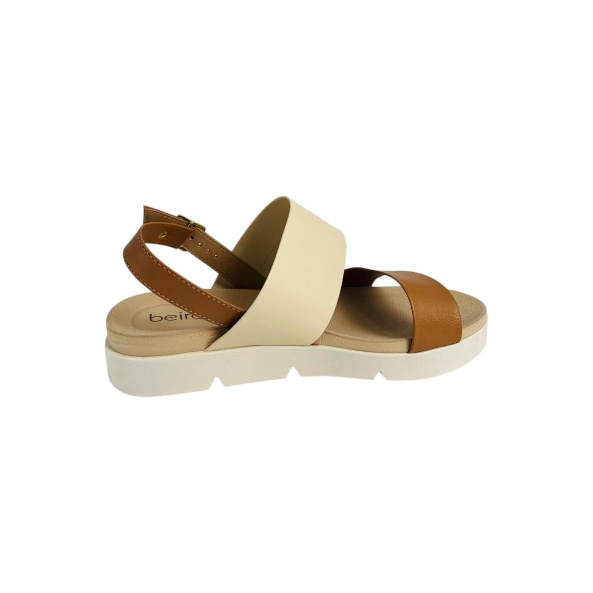 Sandália Feminina Beira Rio Casual Estilosa Creme/Camel 4