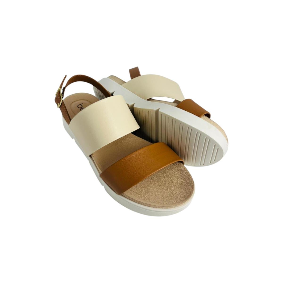 Sandália Feminina Beira Rio Casual Estilosa Creme/Camel 6
