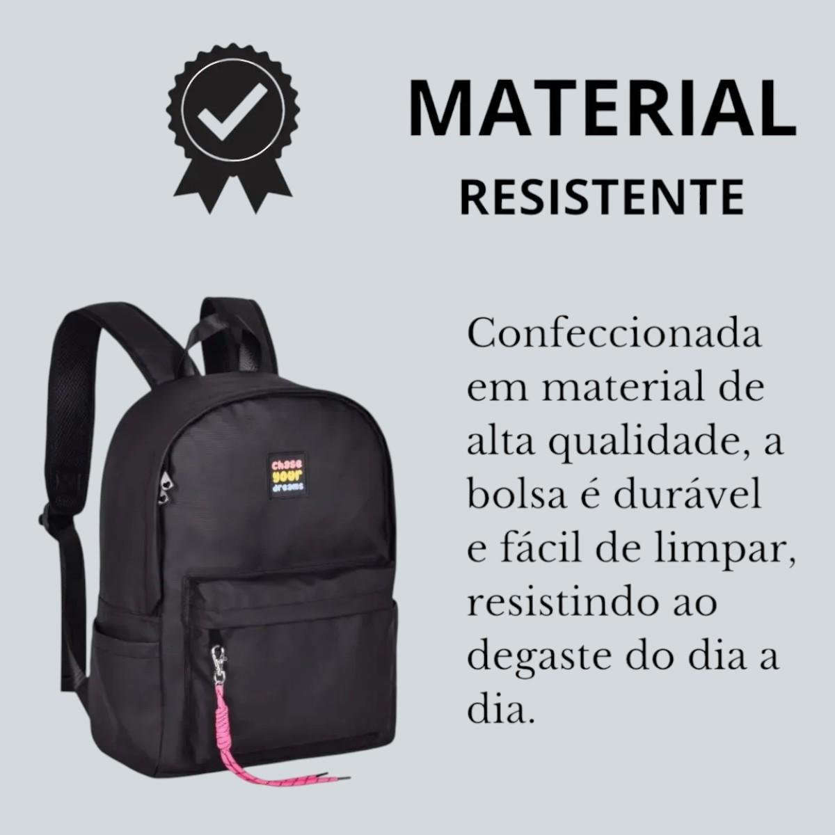 Mochila De Costas Chase Your Dreams For Girls Escolar Clio Preto 3