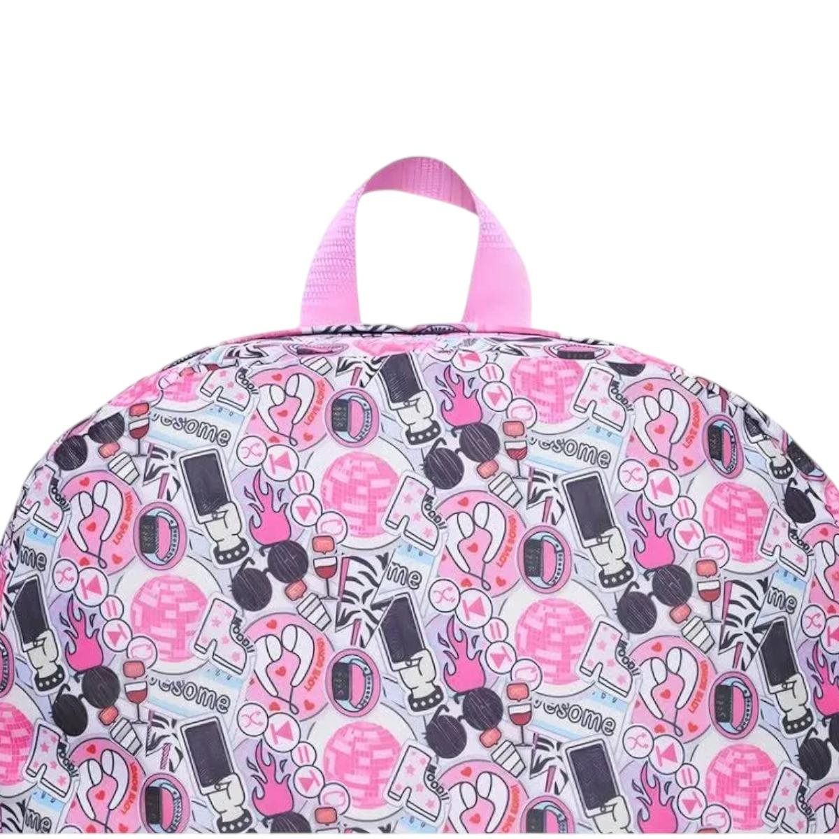 Mochila Basic Stiker Wincy em Poliéster Winth Rosa 2